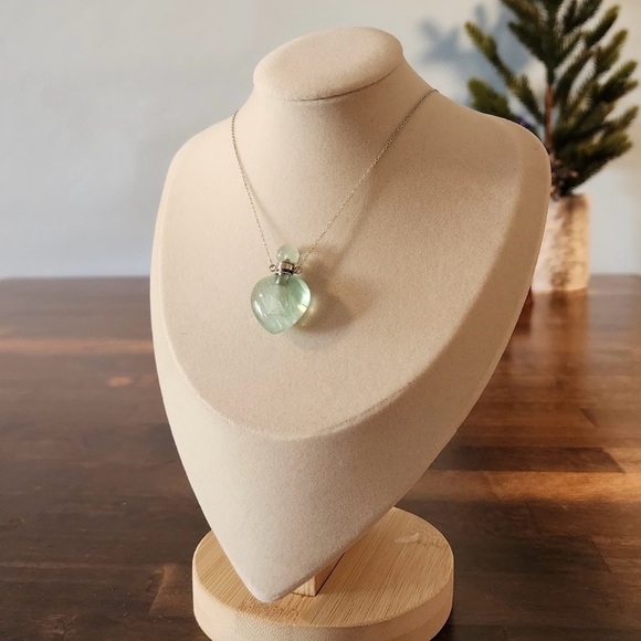 Sterling Silver Fluorite Heart Vial Necklace - Picture 1 of 1